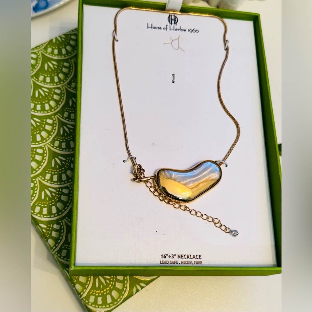 House of Harlow 1960 Irregular Gold Heart Pendant Necklace